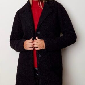 CHARLIE B Black Mid Length Boucle Teddy Jacket